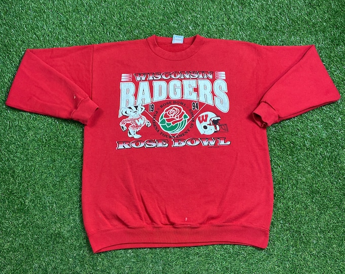 Vintage University of Wisconsin Badgers Crewneck Sweatshirt Made USA Size Xtra Large XL NCAA Football Bucky Badger 1994 Rose Bowl Oversized
