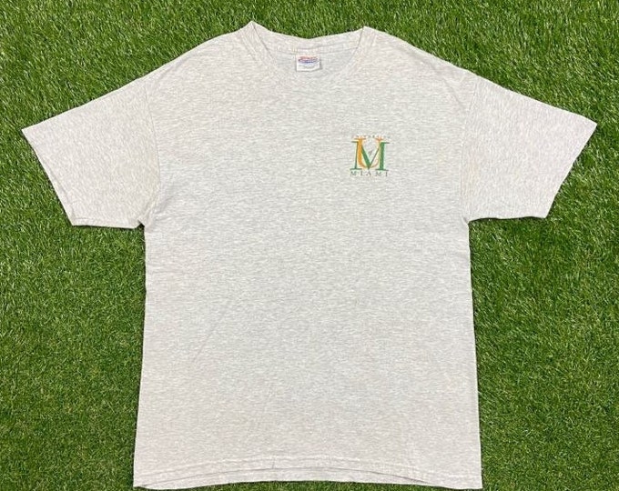 Vintage University of Miami Hurricanes T Shirt Tee Size Large L 305 The U Miami Style Florida NCAA College Football Smoking 90s Orange