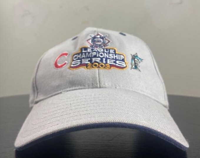 Vintage Chicago Cubs vs Florida Marlins 2003 League Championship Series Strap Back Hat OSFA National League MLB Baseball 1990s 90s