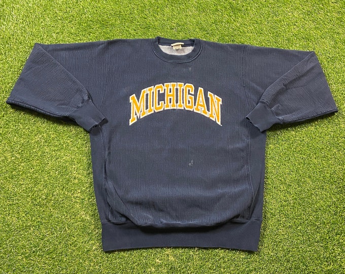 Vintage University of Michigan Wolverines Crewneck Sweatshirt Size Xtra Large XL NCAA College Football Detroit Big House 1990s 90s Pull Over