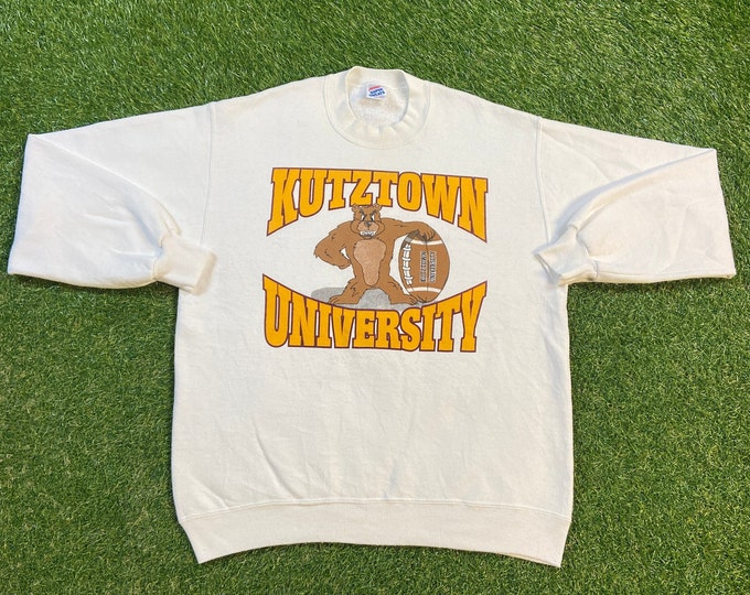 Vintage Kutztown University of Pennsylvania Crewneck Sweatshirt Jerzees Made USA Size Xtra Large XL Penn State Pull Over Oversized 1990s 90s