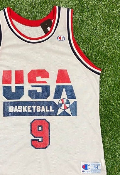 Vintage Champion USA Olympic Basketball Jersey Jordan 9 Size 40 (J-8)  #11610