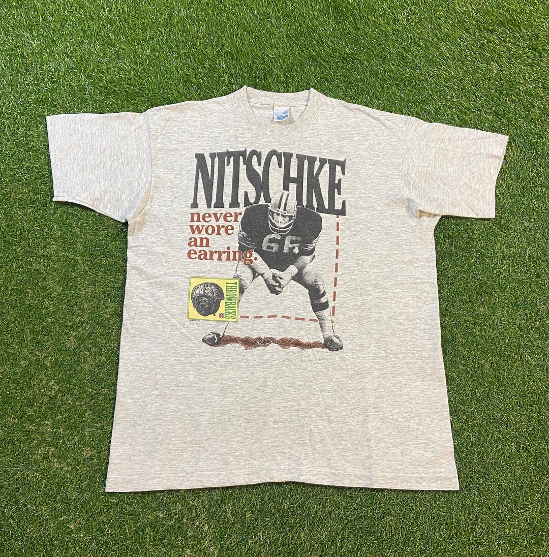 Vintage Green Bay Packers Ray Nitschke T Shirt Tee Made USA Size