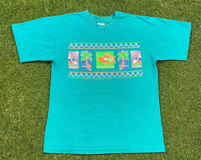 Vintage Gladstone T Shirt Tee Pacifique Coast Size Large L Great Barrier Reef Australia Island Beach 1990s 90s