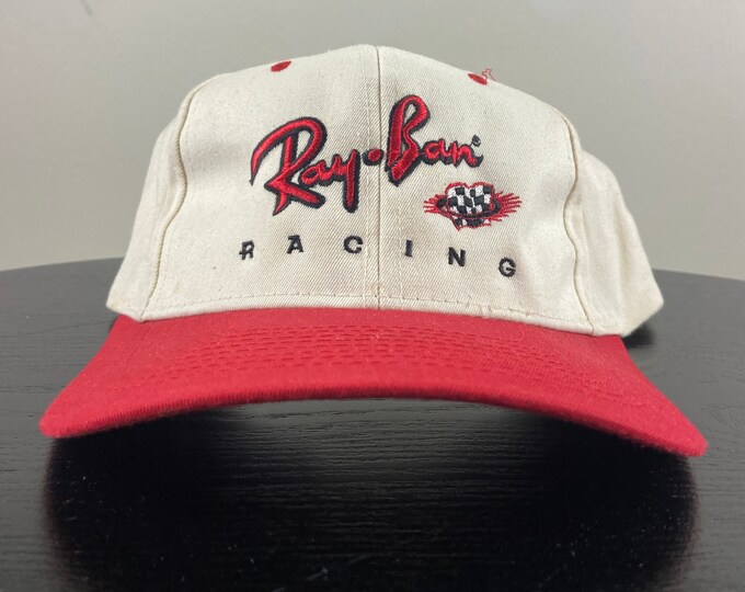 Vintage Ray Ban Racing Chromax Snapback Hat Cap Head to Toe OSFA Classic Car Speedway NASCAR Daytona 500 Motorsports 1990s 90s