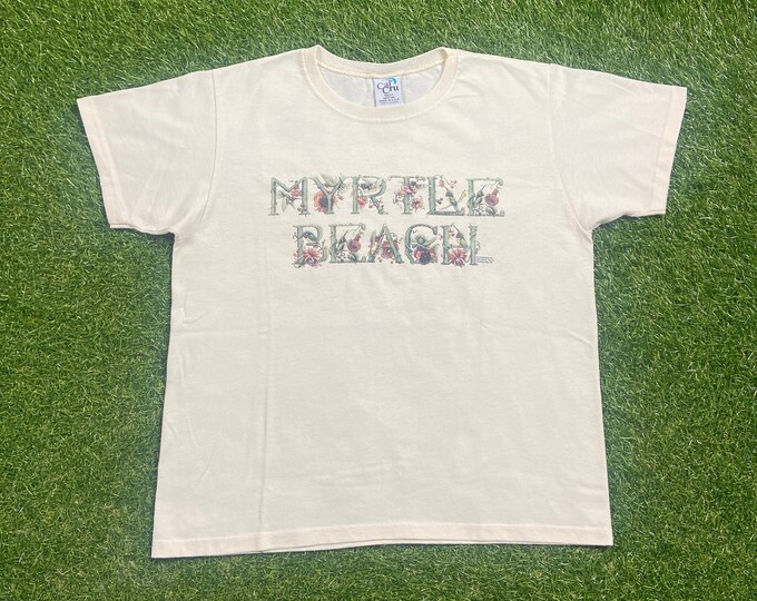 Vintage Myrtle Beach T Shirt Tee Cal Cru Made USA Size Medium M South Carolina SC 1990s 90s