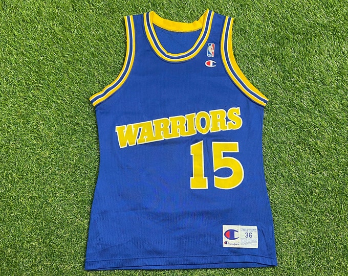 Vintage Golden State Warriors Jersey Champion Made USA Size Small S NBA Basketball San Francisco California Stephen Curry 1990s 90s