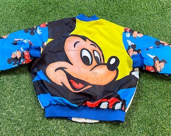 Vintage Mickey Mouse Bomber Jacket Locker Line Size Large L Walt Disney World Magic Kingdom Disneyland WDW 1990s 90s All Over