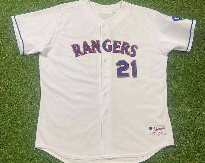 Vintage Texas Rangers Milton Bradley #21 Jersey Majestic Made USA Size 3x MLB Baseball Arlington Classic 1990s 90s