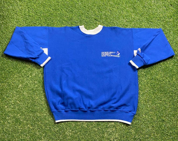 Vintage George Brett Celebrity Golf Tournament Crewneck Sweatshirt Made USA Size Large L US Open Masters Tiger Woods Kansas City Royals 90s