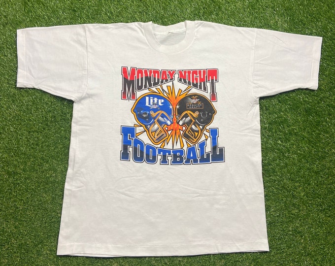 Vintage Monday Night Football T Shirt Tee Size Xtra Large XL ABC Sports NFL Football Miller Lite 1990s 90s