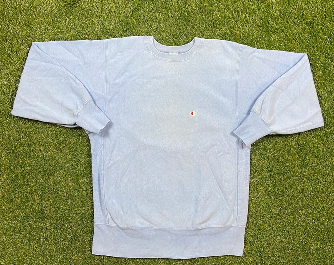 Vintage Plain Blue Champion Crewneck Sweatshirt Size Xtra Large XL Quality 1990's Oversized Comfy Great Fit Made USA Original 90s Pull Over