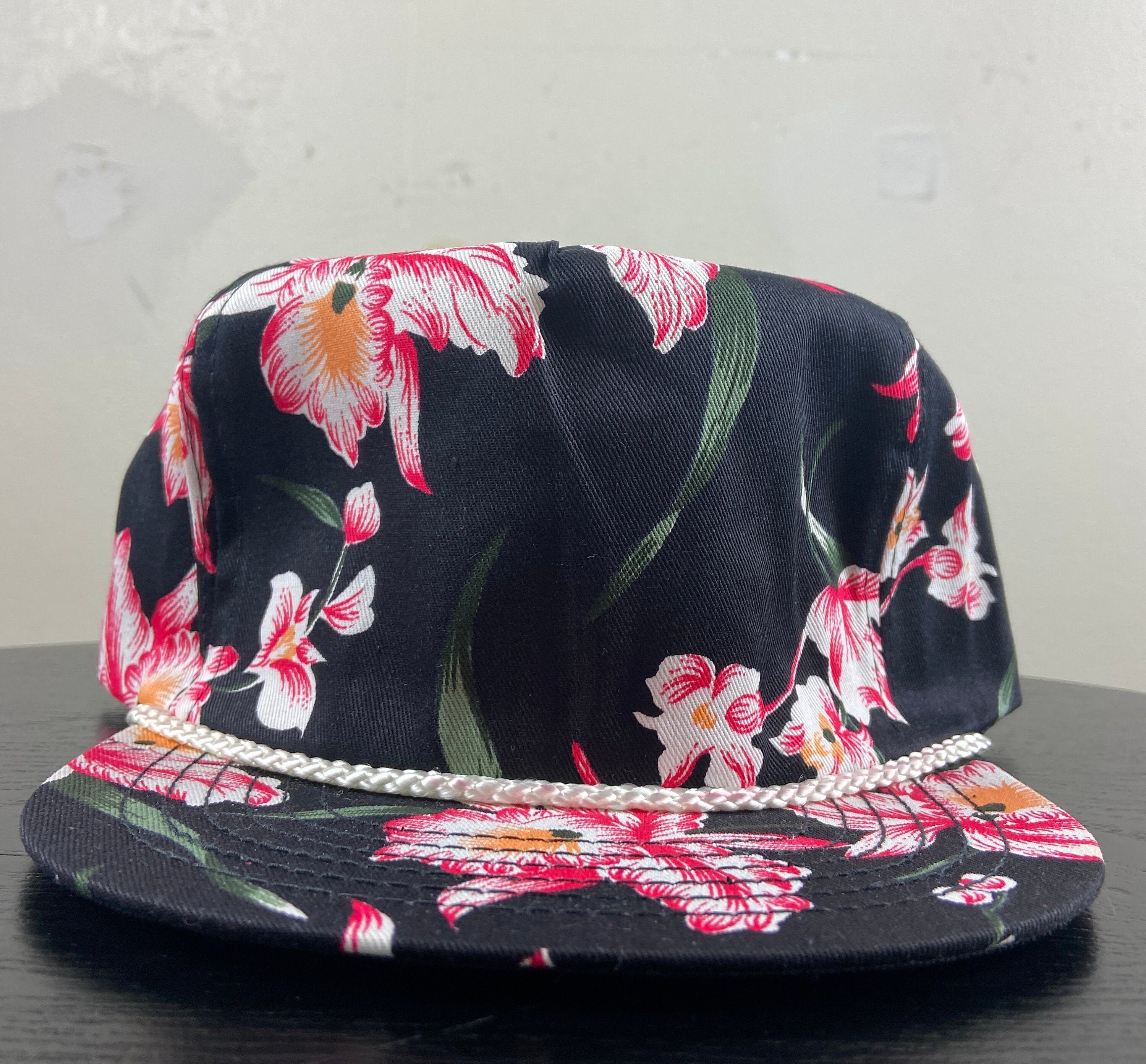 Pink Floral Snapback Hat Cap 
