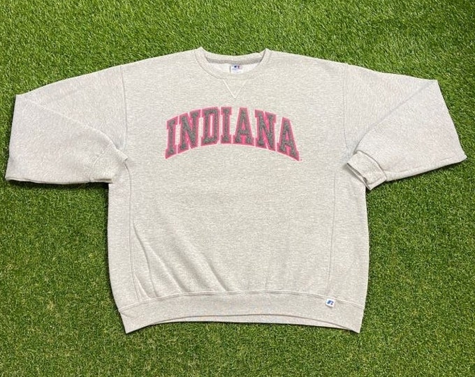 Vintage University of Indiana Crewneck Sweatshirt Russell Athletic Size Xtra Large XL NCAA College Basketball Hoosiers IU Pull Over 1990s