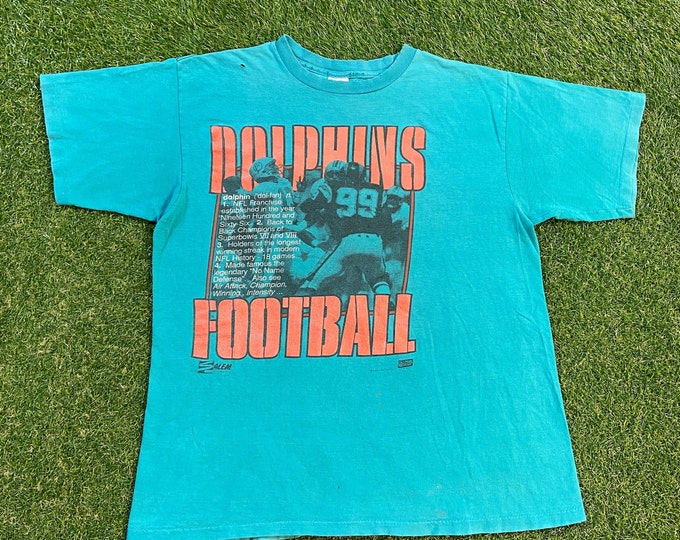 Vintage Miami Dolphins T Shirt Tee Made USA Size Xtra Large XL NFL Football 305 Florida Dan Marino 1990s 90s