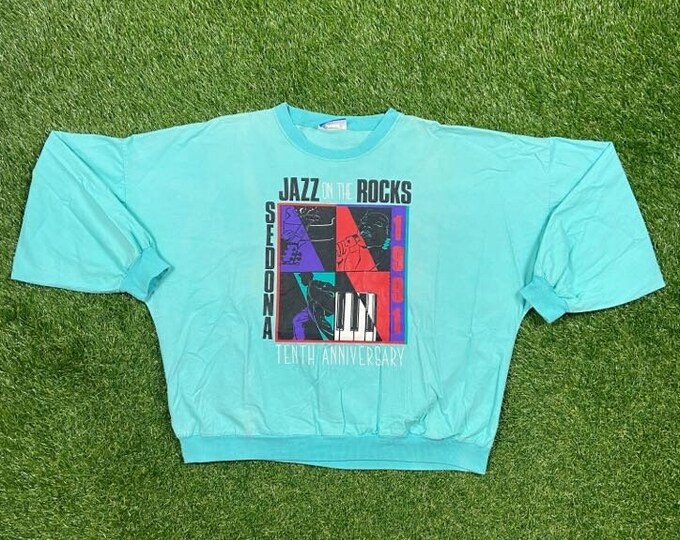 Vintage 1991 Sedona Jazz on the Rocks Tenth Anniversary Long Sleeve T Shirt Made USA Size Large L Arizona 1990s 90s Classic Music