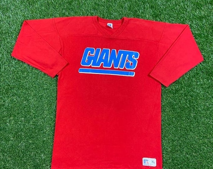 Vintage New York Giants T Shirt Tee Russell Athletic Made USA Size Xtra Large XL NFL Football 90s Longsleeve 1990s Super Bowl Red