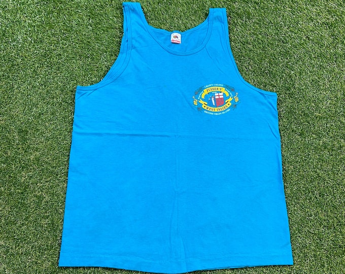 Vintage West Indies British Virgin Islands Tank Top T Shirt Fruit of the Loom Made USA Size Xtra Large XL Caribbean Island Beach 1990s 90s