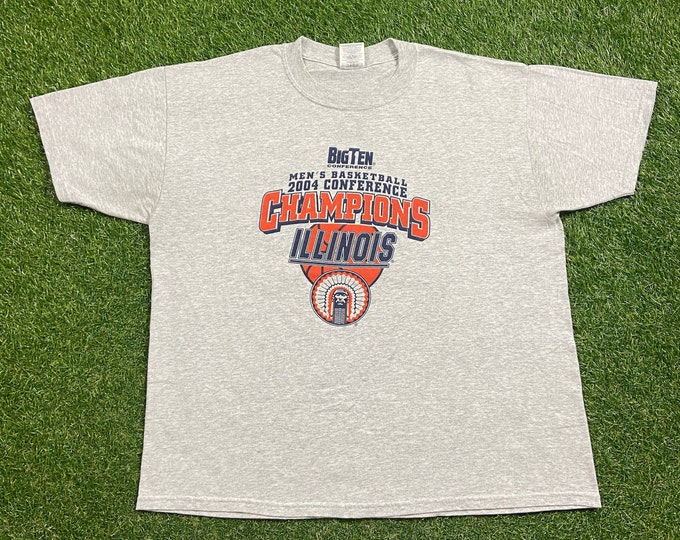 Vintage University of Illinois T Shirt Tee Jerzees Size Xtra Large XL NCAA College Basketball March Madness 00s