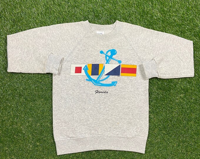Vintage Florida Crewneck Sweatshirt Santee Sweats Made USA Size Medium M Pull Over 1980s 80s Tourist Sweater