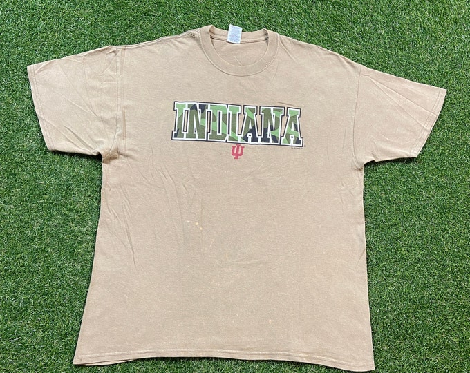 Vintage Indiana University Hoosiers T Shirt Tee Jerzees Size Xtra Large XL NCAA College Basketball IU Classic 1990s 90s