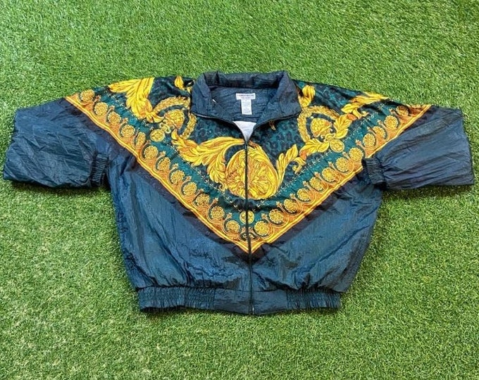 Vintage Graphic Windbreaker Zip Up Jacket Lauren Brooke Size Small S Multicolor Streetwear Sport Active Wear Classic Light Rain Coat 1990s
