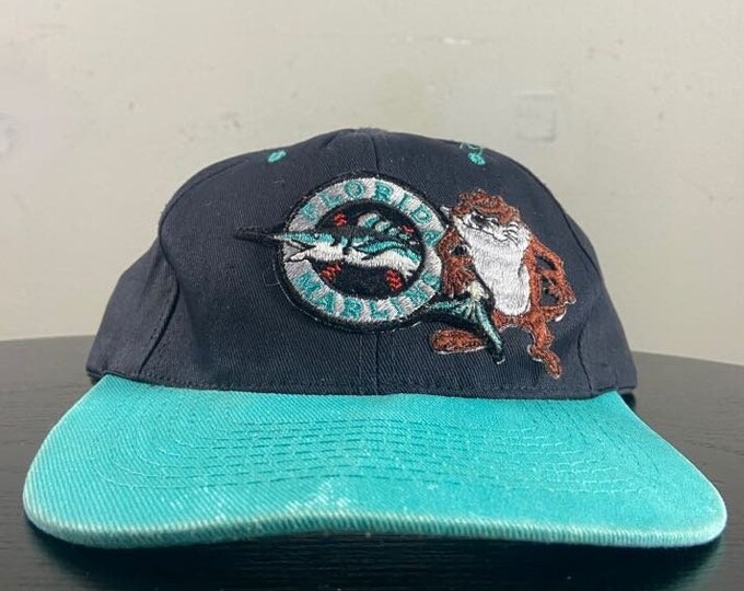 Vintage Florida Marlins Snapback Hat OSFA MLB Baseball National League Miami FL Taz Looney Tunes Bugs Bunny 1990s 90s