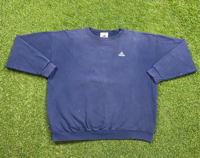Vintage Adidas Crewneck Sweatshirt Made USA Size Xtra Large XL New York Three Stipes Yeezy 1990s Classic Logo Original Pull Over Oversized