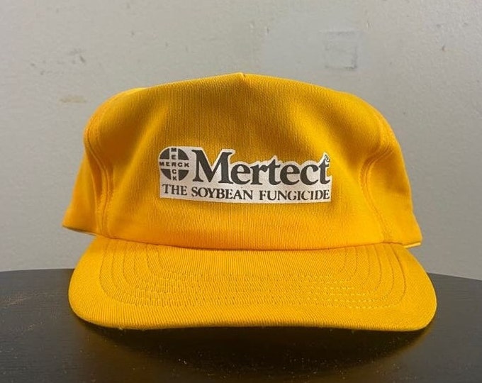 Vintage Mertect Snapback Hat Made USA OSFA The Soybean Fungicide Irrigation Agricultural Gardening Merck 1980s 80s