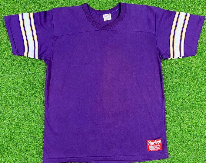 Vintage Minnesota Vikings #9 MisPrint NFL T Shirt Tee Jersey Rawlings Xtra Large Made USA 1990's 90’s Classic Tommy Kramer