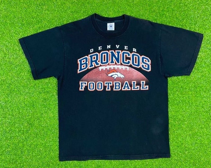 Vintage Denver Broncos  T Shirt Tee Delta Size Large NFL Football AFC Champs John Elway Colorado 1990s 90s L
