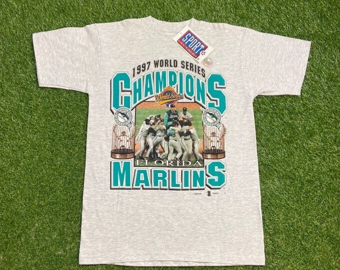 Vintage Florida Marlins 1997 World Series Champions T Shirt Tee Size Medium M MLB Baseball National League Miami 305 FL Classic 1990s 90s
