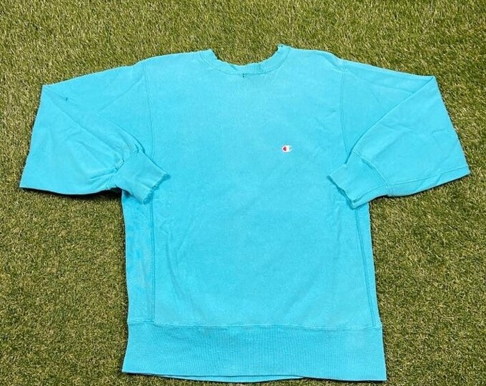 Vintage Plain Blue Champion Crewneck Sweatshirt Size Xtra Large XL Quality 1990's Oversized Comfy Great Fit Made USA Original 90s Pull Over