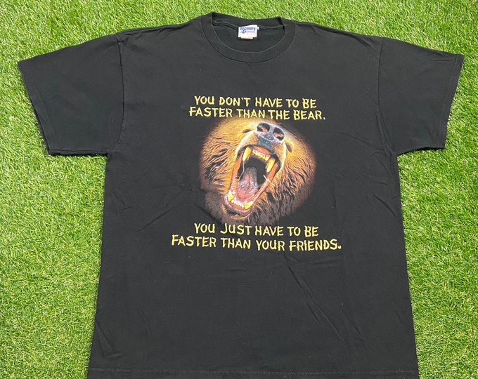 Vintage Bear T Shirt Tee Discovery Channel Made USA Size Xtra Large XL Environment Habitat Planet Earth Green Day Animals 1990s 90s