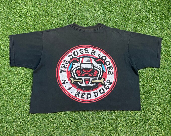 Vintage New Jersey Red Dogs Crop Top Shirt Size Xtra Large XL Arena Football NFL NJ 1990s 90s
