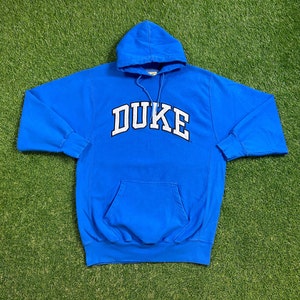 Vintage Duke University Hoodie Sweatshirt Size Large L NCAA College Basketball Blue Devils North Carolina 1990s 90s Pull Over Oversized
