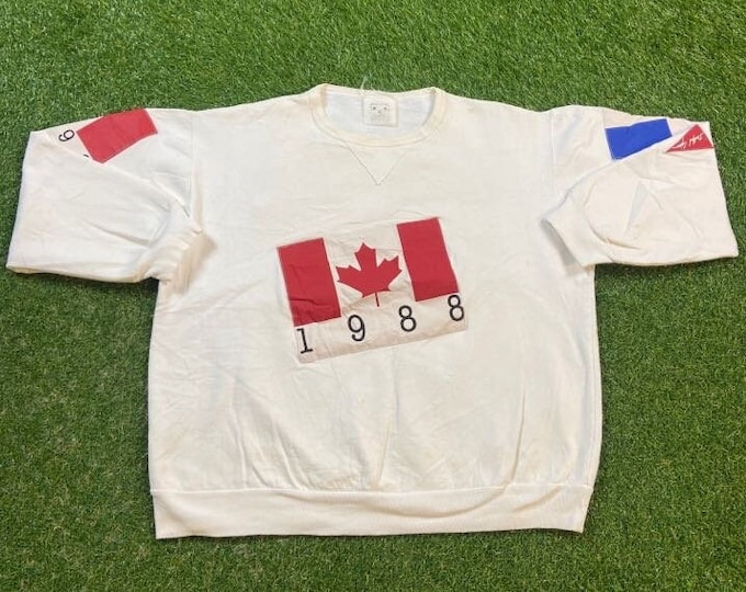 Vintage Olympics World Games Crewneck Sweatshirt Size Xtra Large XL Summer Games Winter Games Sports Athletic Flags 1990s Canada