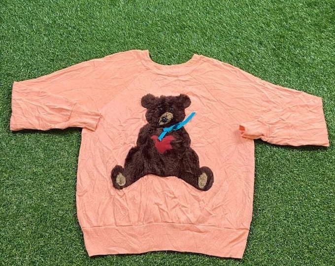 Vintage Teddy Bear Crewneck Sweatshirt Size Small S Polo Ralph Lauren RL American Apparel Bear Comfy Warm Pull Over