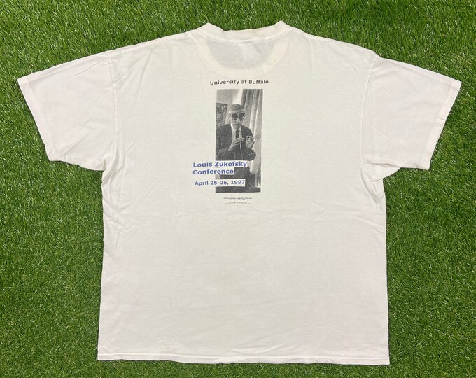 Vintage Louis Zukofsky Conference T Shirt Tee Delta Made USA Size Xtra Large XL University of Buffalo 1990s 90s