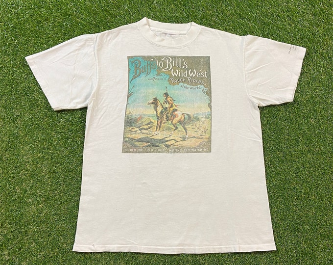 Vintage Buffalo Bill's Wild West T Shirt Tee Size Small S Native American Native Spirit Indigenous People Sarasota Florida Art Museum 90s