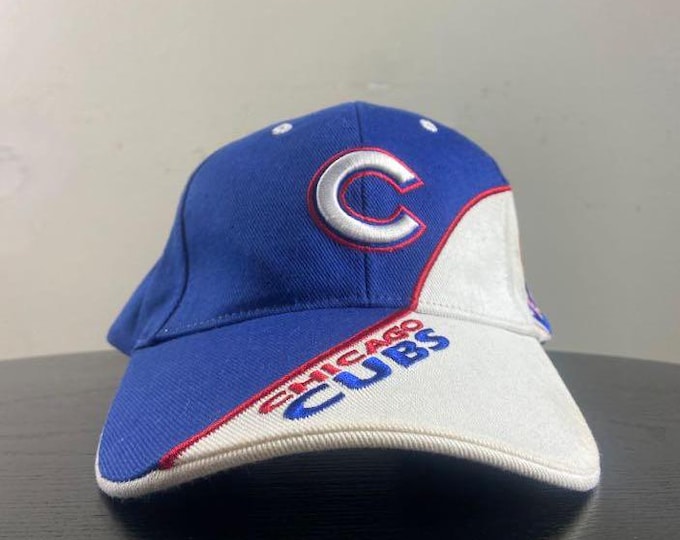 Vintage Chicago Cubs Strap Back Hat OSFA Wrigley Field National League MLB Baseball Illinois 1990s 90s