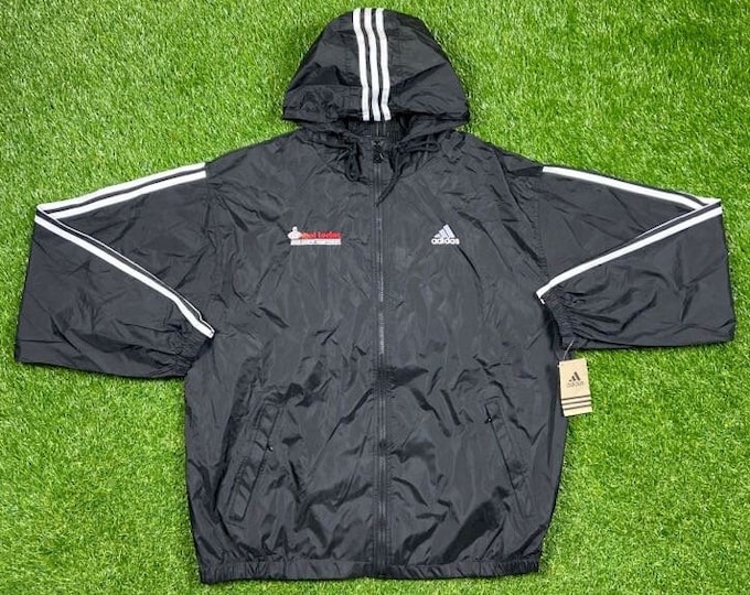 Vintage Foot Locker Cross Country Adidas Windbreaker Jacket Xtra Large XL Three Stripes Light Rain Coat Authentic Sportswear Deadstock 1990s