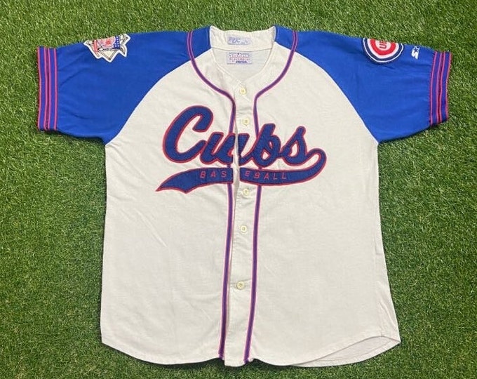Vintage Chicago Cubs Jersey Starter Size Large L MLB Baseball Wrigley Field Illinois 1990s 90s