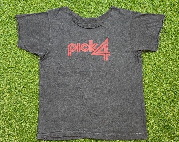 Vintage Pick4 T Shirt Tee Size Small Money Lottery Cash Gambling Profit Loss 1990s 90s