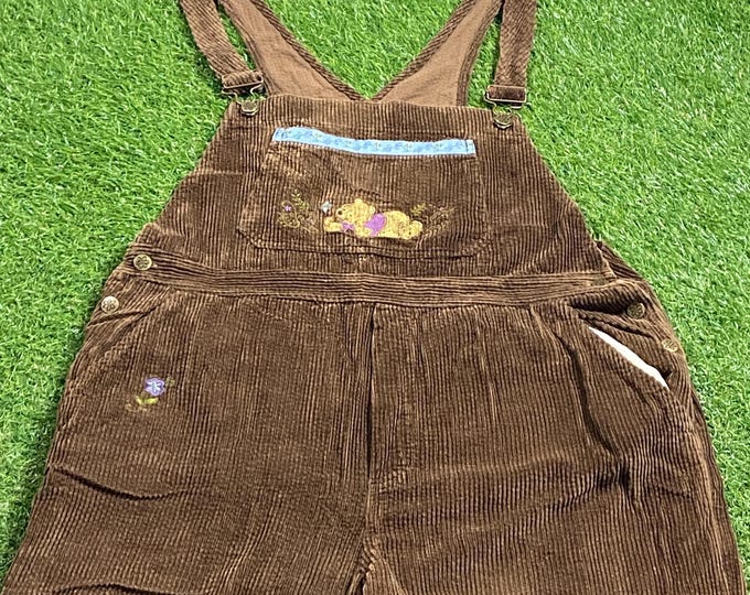 Vintage Winnie the Pooh Corduroy Overalls The Disney Store Size Xtra Large XL Walt Disney World Magic Kingdom Disneyland WDW 1990s 90s