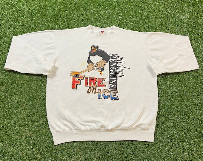 Vintage Pittsburgh Penguins Crewneck Sweatshirt Artex Made USA Size Xtra Large XL NHL Hockey 1990s 90s Pull Over Oversized