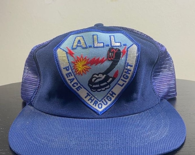 Vintage All Peace Through Light Snapback Hat Made USA OSFA Classic Trucker Hat Rare Cap 1980s 80s