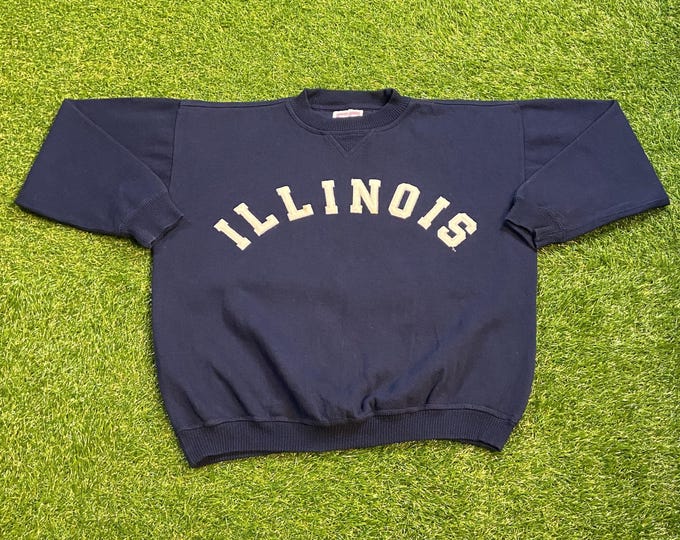 Vintage University of Illinois Crewneck Sweatshirt Size Xtra Large XL NCAA College Basketball Fighting Illini Classic Chief Pull Over 90s