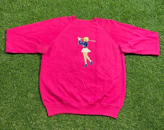 Vintage Softball Crewneck Sweatshirt Made USA Size Large L MLB Baseball Classic Sportswear Pull Over Oversized 1990s 90s