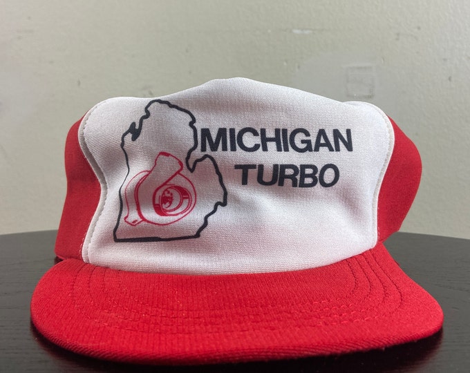 Vintage Michigan Turbo Snapback Hat Made USA OSFA Auto Parts Car Manufacturing Mechanic 1990s 90s